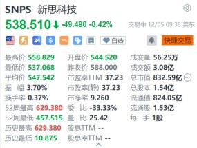 新思科技跌超8.4% 第一财季业绩指引不及预期